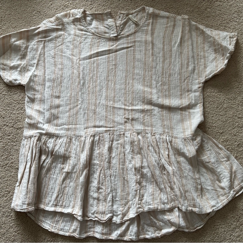 Rylee + Cru Cream Striped Blouse